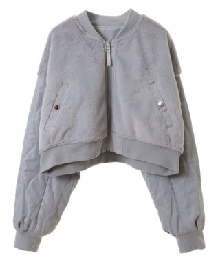 earth music&ecology ファーリバーシブルショートＭＡ－１ Blue Gray