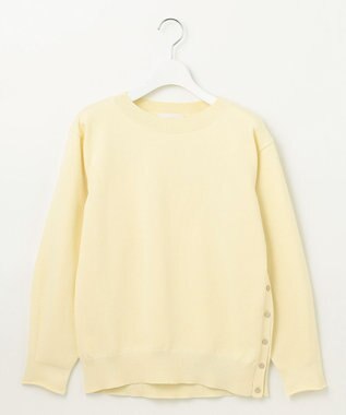 自由区 【WEB限定カラーあり・洗える】コットンナイロンミドルゲージ ニット ライトイエロー