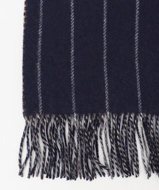 J.PRESS MEN リバーシブル カシミヤマフラー チェック×ストライプ ベージュ系4