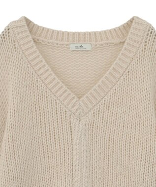 earth music&ecology フロントシャーリングニットプルオーバー アイボリー