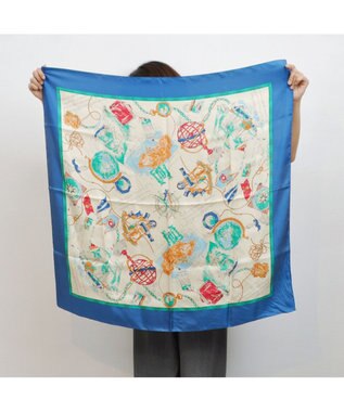 UNBILLION kakatoo アドベンチャー柄シルクスカーフ ブルー