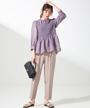 ANY SIS 【洗える】オーガンジーシャーリング ブラウス プラム