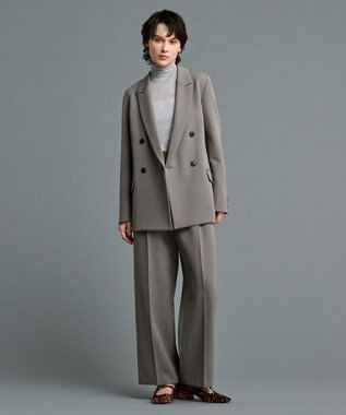 uncrave 【防しわ・UVカット・洗濯機洗い可】バルキーツイル ワイドパンツ(サスペンダー付き)（uncrave STANDARD） カーキグレー