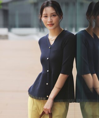 シアーフリルペプラム ニット