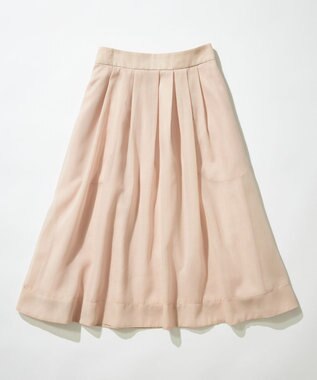 組曲 【洗える・シワになりにくい】カラーボイル シアーフレアスカート ピンクベージュ系
