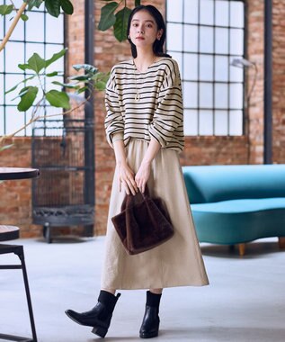 ANY 【ウエストゴム】スエードフレアスカート ベージュ