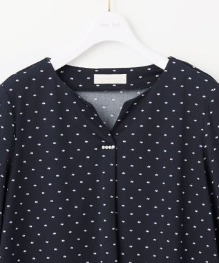 ANY SIS 【接触冷感・吸水速乾・UVケア】エアリードレープスムース 七分袖 ブラウス ネイビー系