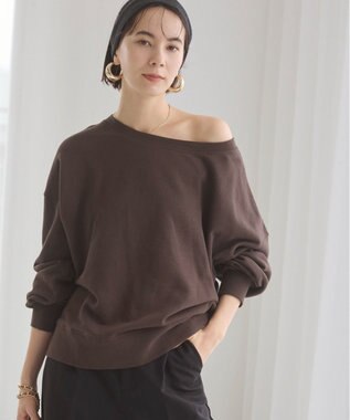 WEGO 【ANGIE VINTAGE/SETUP対応アイテム】オフショルダー裏毛スウェット ダークブラウン
