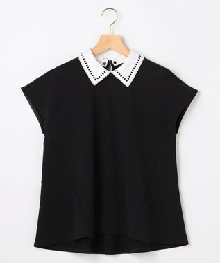 組曲 L 【先行予約】フレンチテリー 刺繍襟 ペプラムカットソー