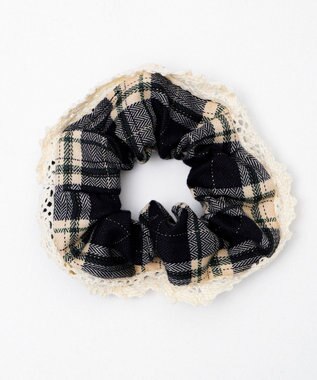 WEGO Lレースフリルラメチェックシュシュ ネイビー