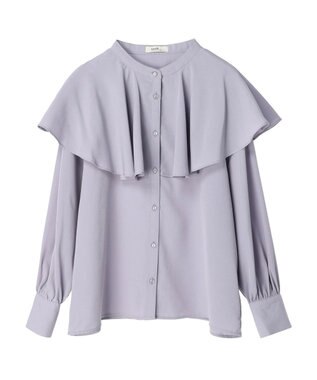 earth music&ecology ケープカラーブラウス Grayish Blue