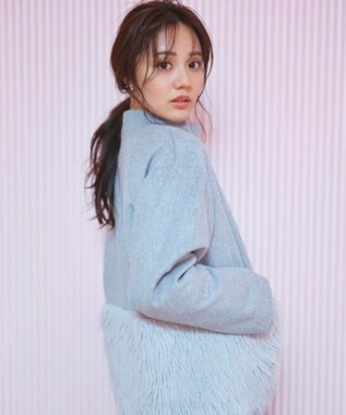 Feroux ウール混 ショートコート ライトグレー系