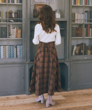 earth music&ecology バックレースアップチェックスカート Camel