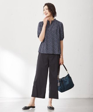 J.PRESS LADIES 【洗える】ハイテンションT/Rライトカルゼ セミワイド パンツ ブラック系