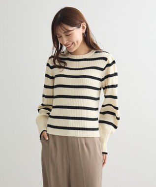 Green Parks 洗える　パフニットプルオーバー Border