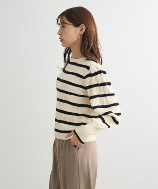 Green Parks 洗える　パフニットプルオーバー Border