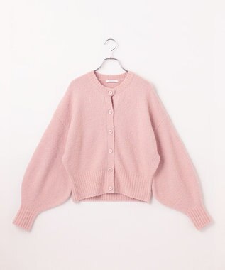 #Newans 【洗える】ボリュームスリーブニットカーディガン ピンク系