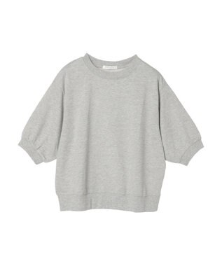 Green Parks ７分袖ラメ裏毛パフプルオーバー Gray Mixture