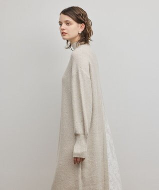 GRACE CONTINENTAL スパンコールニットワンピース ホワイト