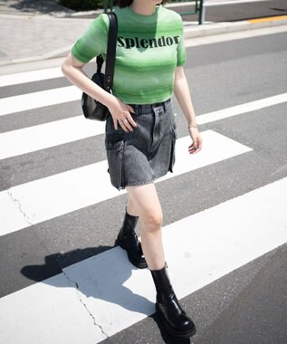 WEGO カーゴポケットデニムミニスカート ブラックその他