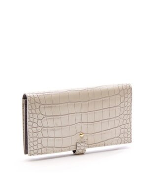 A.D.M.J. 【牛革】クロコ型押し/ロングウォレット ホワイトパール