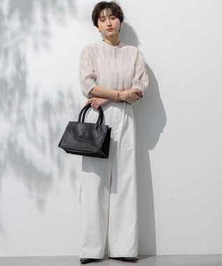 23区 L 【接触冷感/速乾性/洗える】エアリーブライトローン タック ブラウス ベージュ系