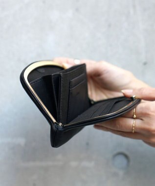 FOLNA RD ソフトレザーロング 天溝がま口 財布 ブラック