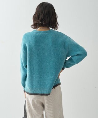 AMERICAN HOLIC バイカラーニットプルオーバー Sax