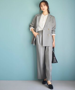 ANY SIS 【洗える】褒めらレディ ワイドパンツ グレーシャンブレー