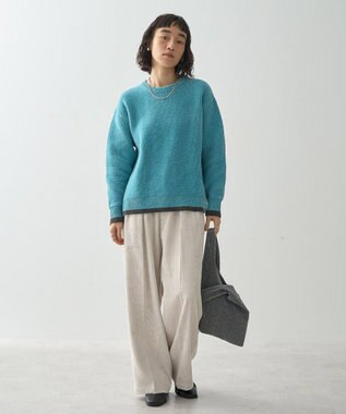 AMERICAN HOLIC バイカラーニットプルオーバー Sax