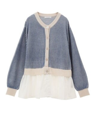 Green Parks 配色リブドッキングチュニック Blue