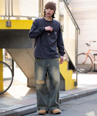 WEGO ポケット刺繍BIG　T（長袖） スミクロ