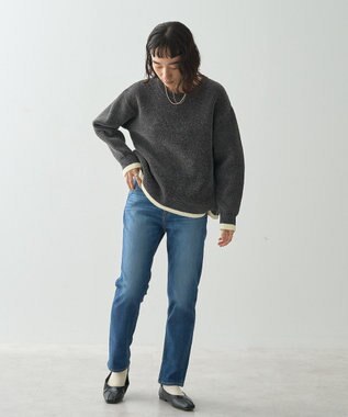 AMERICAN HOLIC バイカラーニットプルオーバー Charcoal Gray