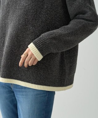 AMERICAN HOLIC バイカラーニットプルオーバー Charcoal Gray