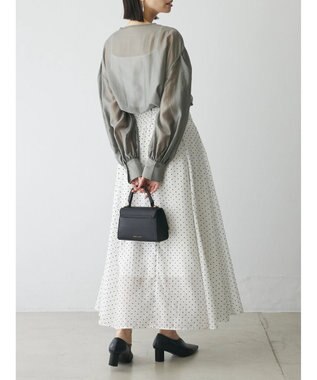 Green Parks AnriettMusee シアーボリュームスリーブブラウス Gray