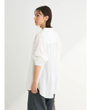 Green Parks インド綿 シアサッカーシャツ Off White