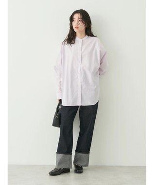 earth music&ecology ドルマンストライプシャツ Stripe Pink