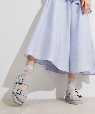 steppi 【洗える】バックルベルト サンダル グレー