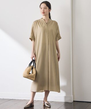 自由区 【接触冷感・UVケア・抗菌防臭・洗える】リヨセルポプリンシャツ ワンピース