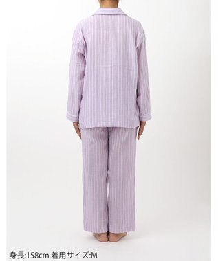 ワコール／睡眠科学 パジャマ 長袖 長ズボン 綿100%(本体) 二重ガーゼ 通気性 上下セット 前開き YDX570 睡眠科学／ワコール パープル