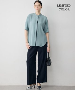 ICB L 【CLASSY.掲載・新色追加・WEB限定カラーあり】FluidBackSatin ワイドパンツ ネイビー［WEB限定］