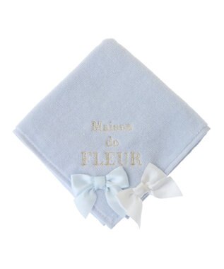 Maison de FLEUR バイカラーリボンタオルハンカチ Blue