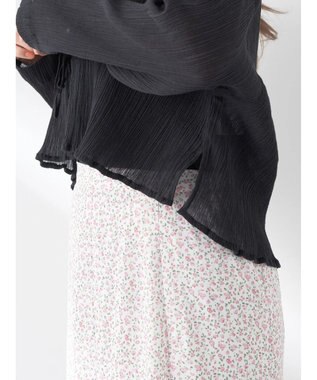 earth music&ecology ＳＥＴ２点クレープリボンブラウス＋インナー Black