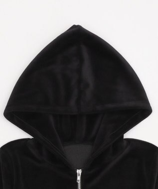 WEGO ベロアショートZIPパーカー ブラック