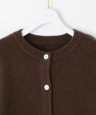 ANY SIS L 【前後着用可能】Airニット カーディガン ブラウン