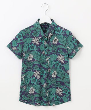 23区GOLF 【WOMEN】【吸水速乾/UVケア】STUDIO FIGLIO アロハ総柄 半袖 ポロシャツ パイングリーン系5