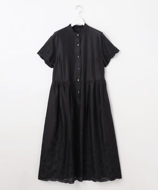 自由区 【カタログ掲載・接触冷感・洗える】エンブロイダリーローンシャツ ワンピース ブラック
