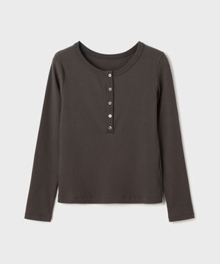 GRACE CONTINENTAL ヘンリーネックカットトップ ブラウン
