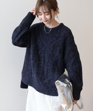 AMERICAN HOLIC ローゲージアラン柄ニットプルオーバー Purple