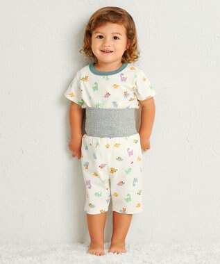  【80-120cm】 恐竜柄 腹巻き付き 天竺素材 半袖パジャマ